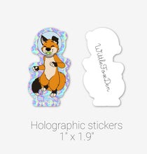 Load image into Gallery viewer, Holographic Flix the Fox Sticker
